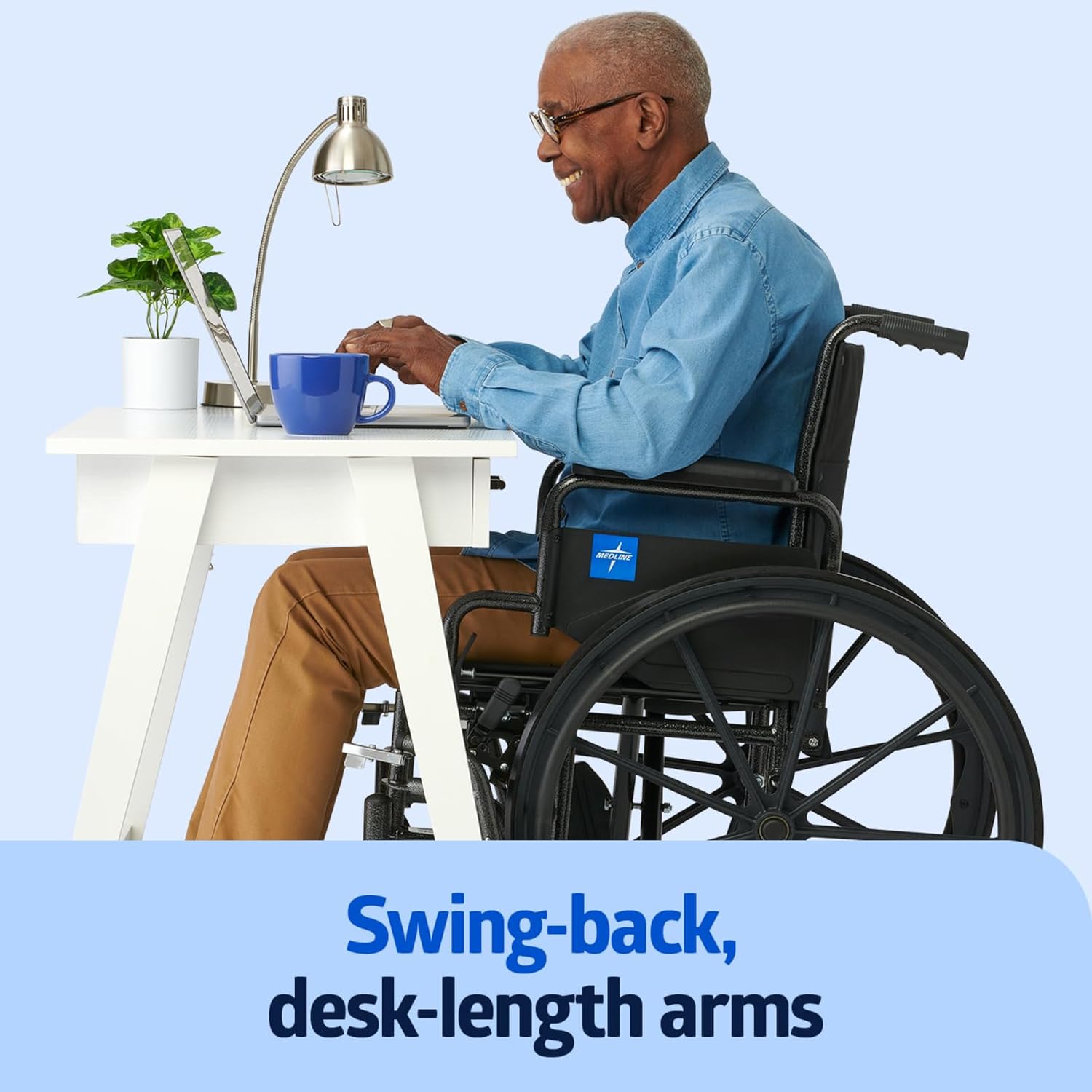 Medline Comfortable Folding Manual Wheelchair 