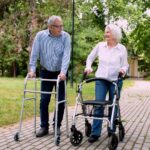 Senior couple walking