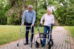 Senior couple walking