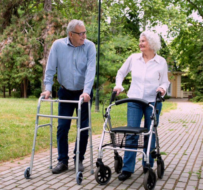 Senior couple walking