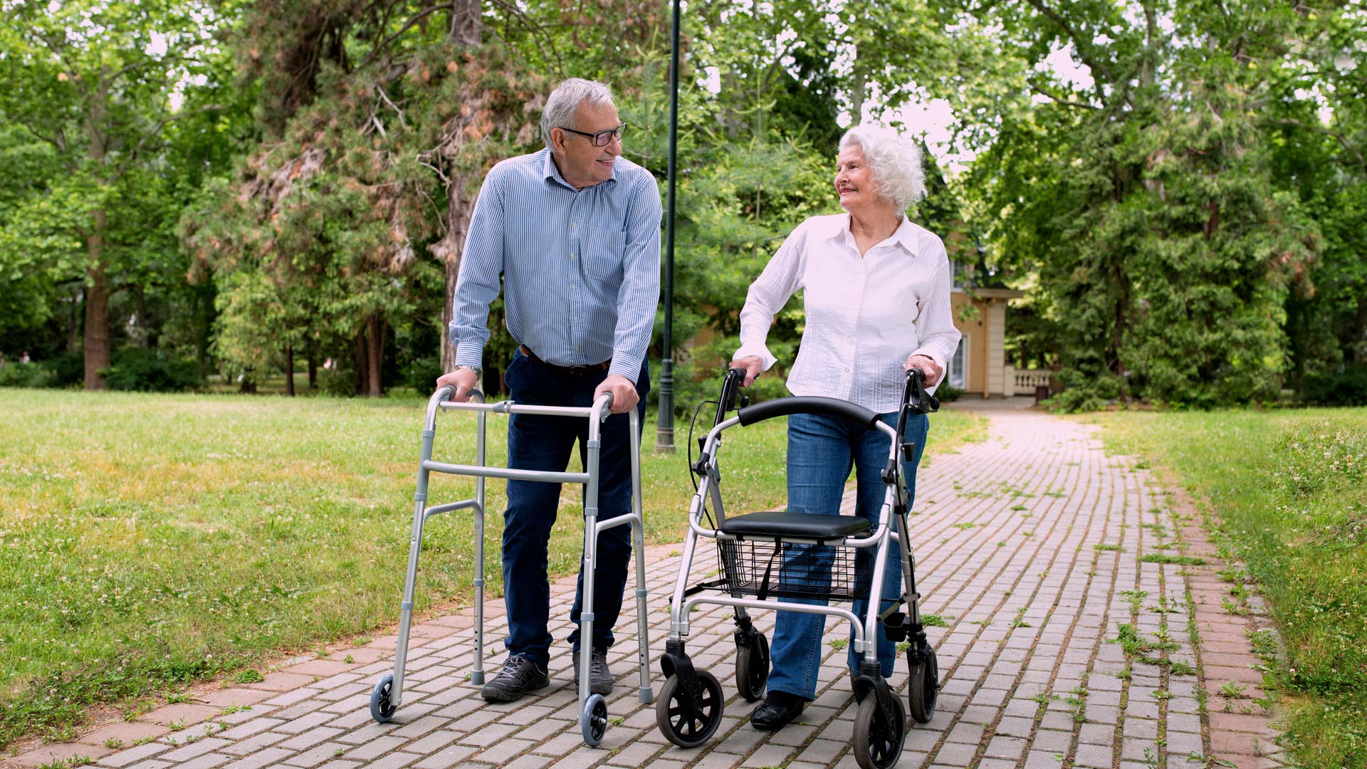 Senior couple walking